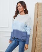 Pull en Laine mélangée Lurcia gris clair/ciel/indigo