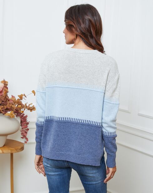 Pull en Laine mélangée Lurcia gris clair/ciel/indigo