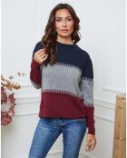 Pull en Laine mélangée Lurcia marine/gris fonce/bordeaux