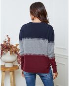 Pull en Laine mélangée Lurcia marine/gris fonce/bordeaux
