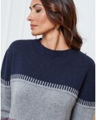 Pull en Laine mélangée Lurcia marine/gris fonce/bordeaux