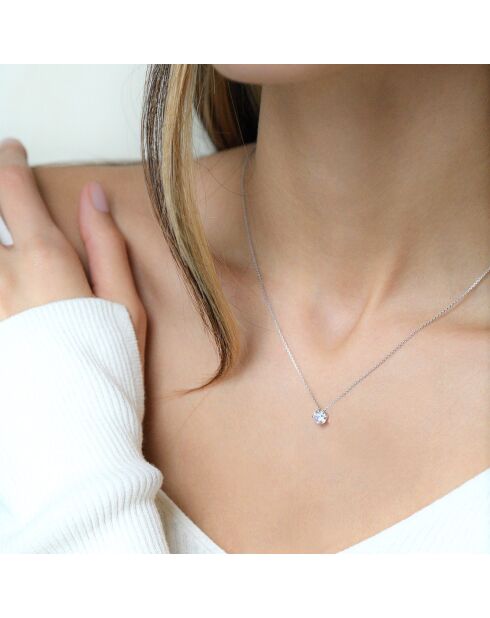 Pendentif Splendeur zircon or blanc