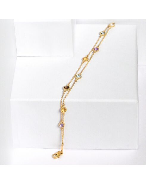 Bracelet Colormix Citrines 0.30 ct, Améthystes 0.25 ct, Topazes 0.35 ct, Quartz 0.49 ct or jaune