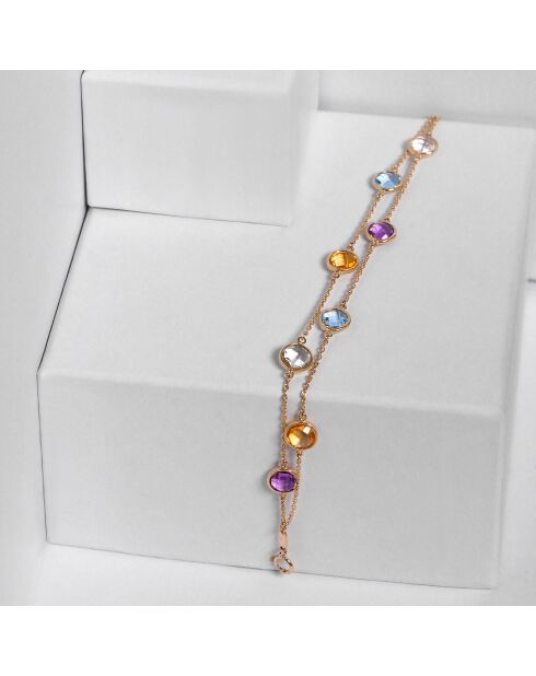 Mehrfarbiges Armband aus Mehrstein-Gelbgold