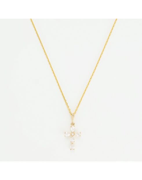 Pendentif Croix lumière  Zirconium or jaune