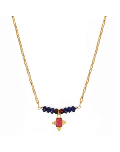 Collier Tiana en Laiton doré & Tourmaline rose