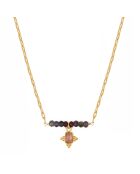 Collier Tiana en Laiton doré & Pierre De Lune rose