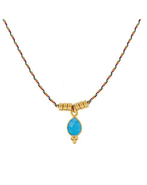 Collier Thalia Lien en Laiton doré & Turquoise