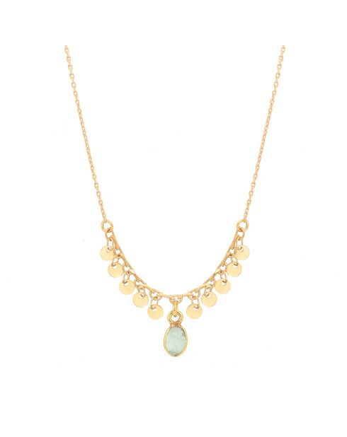 Collier Simran en Laiton doré & Calcédoine aqua