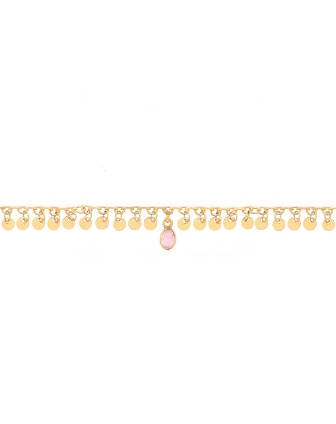 Bracelet Simran en Laiton doré & Quartz rose