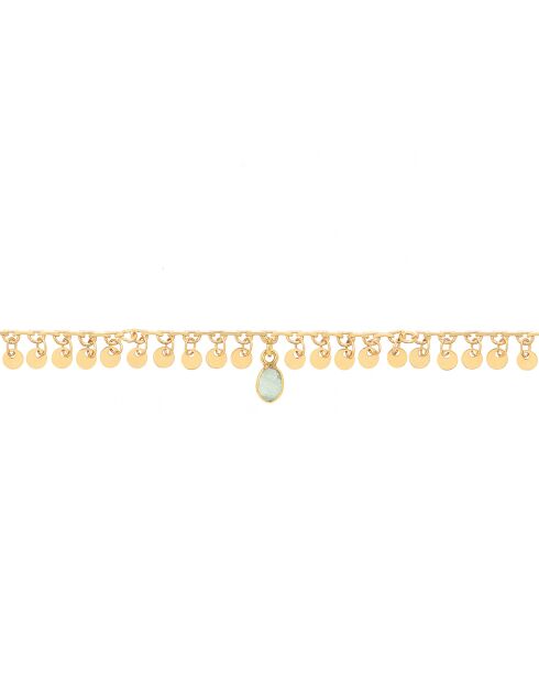 Bracciale Simran in ottone dorato e calcedonio azzurro