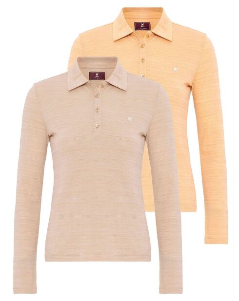 2 Polos Henriette rose/beige