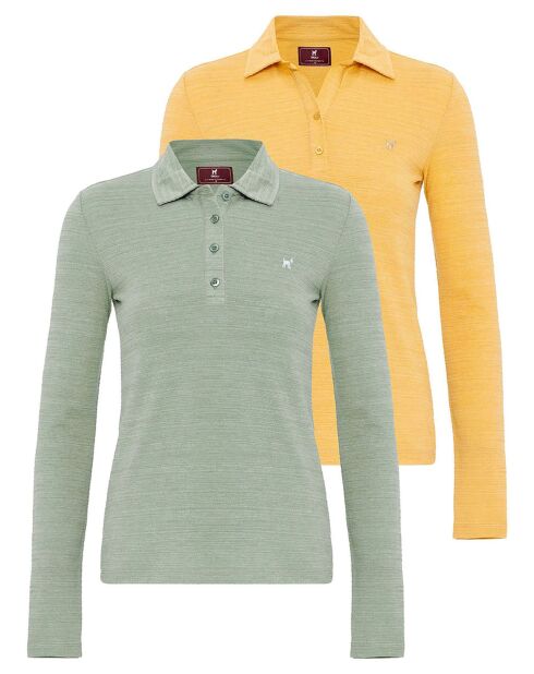 2 Polos Henriette olive/jaune