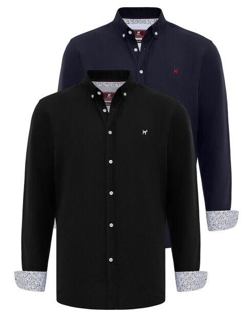 2 Chemises Enrique noir/bleu