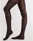 2 Paires de collants motif léopard noirs