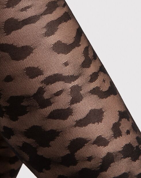 2 Paires de collants motif léopard noirs