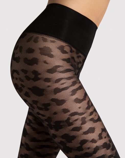 2 Paires de collants motif léopard noirs