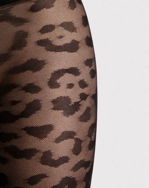2 Paires de collants motif léopard noirs