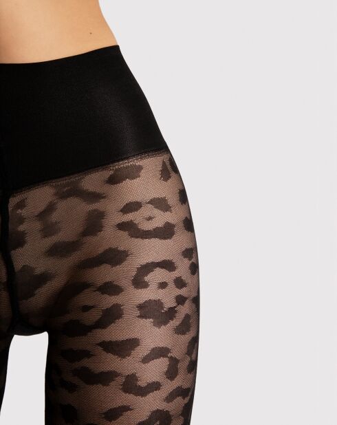 2 Paires de collants motif léopard noirs