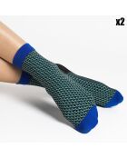 2 Paires de Chaussettes à motifs Op-Art vert mer