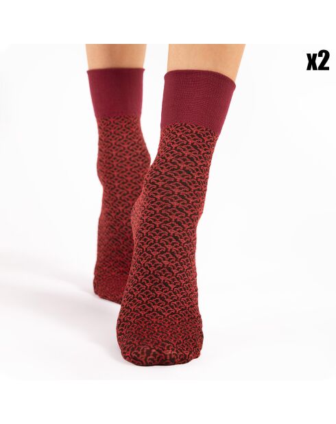 2 Paires de Chaussettes à motifs Reina rouges