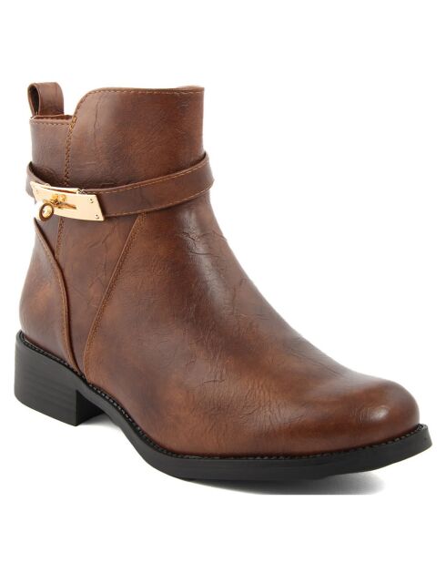 Bottines plates camel