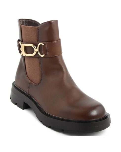 Bottines chelsea plates marron - Talon 4 cm
