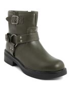Bottines biker plates vertes - Talon 4 cm