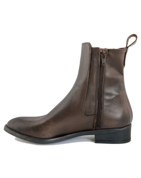 Bottines à talon en Cuir marron