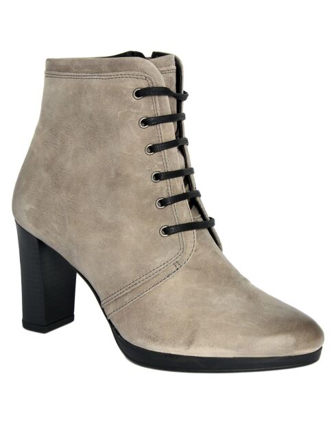 Bottines à talon en Cuir phoque - Talon 8 cm