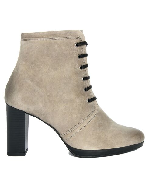 Bottines à talon en Cuir phoque - Talon 8 cm