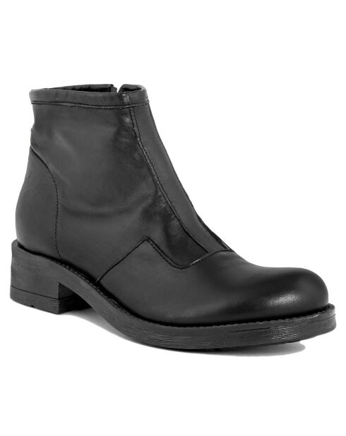 Bottines à talon en Cuir noires - Talon 4 cm
