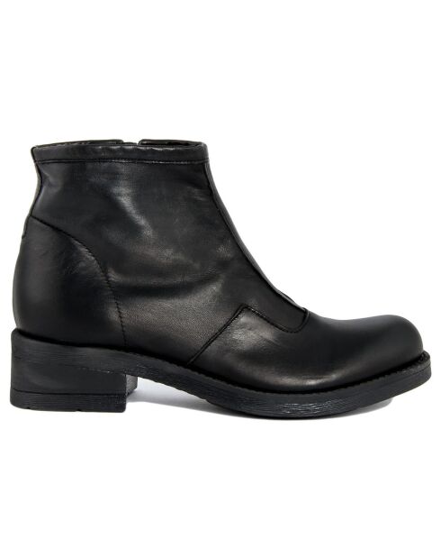 Bottines à talon en Cuir noires - Talon 4 cm