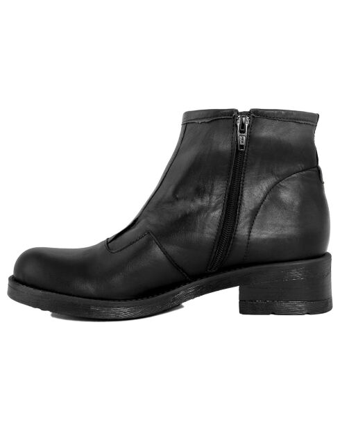 Bottines à talon en Cuir noires - Talon 4 cm