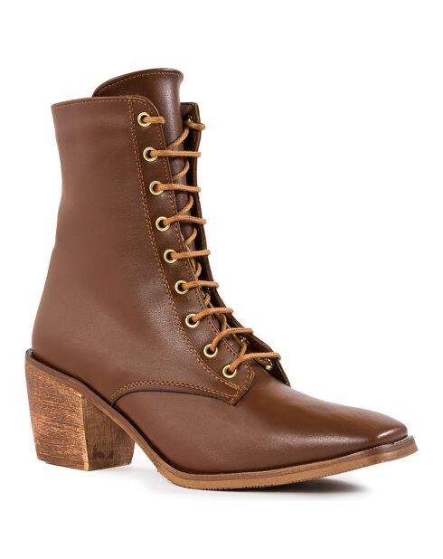 Bottines à talon cognac  - Talon 7 cm
