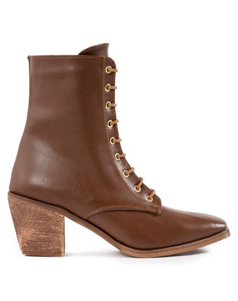 Bottines à talon cognac  - Talon 7 cm