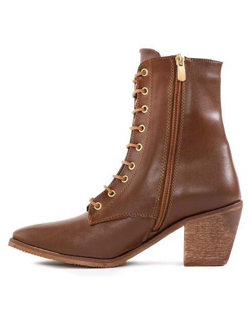 Bottines à talon cognac  - Talon 7 cm