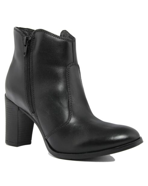 Bottines à talon en Cuir noires - Talon 8 cm