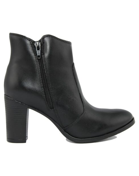 Bottines à talon en Cuir noires - Talon 8 cm