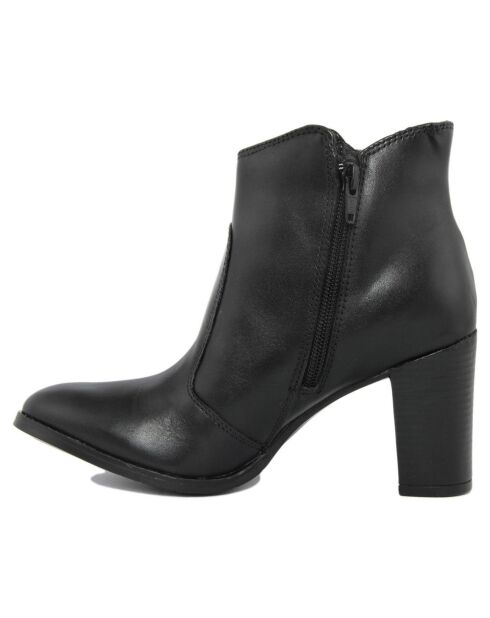Bottines à talon en Cuir noires - Talon 8 cm