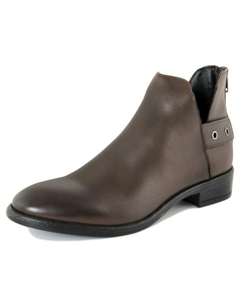 Bottines à talon en Cuir marron