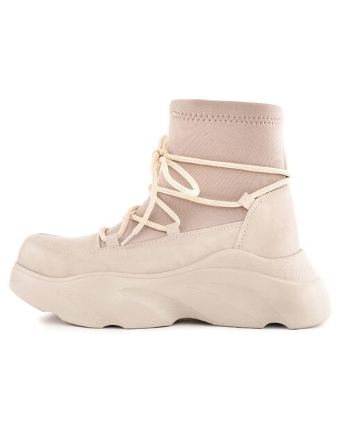 Chunky bottines beiges - Talon 6 cm