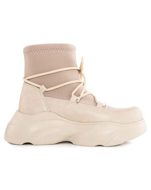 Chunky bottines beiges - Talon 6 cm