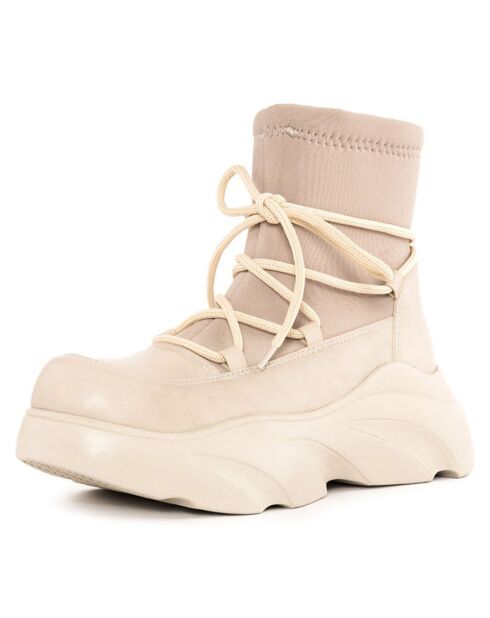 Chunky bottines beiges - Talon 6 cm