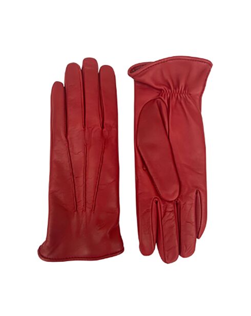 Gants en Cuir d'Agneau doublés Laine Amelot ruby