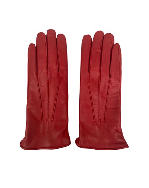 Gants en Cuir d'Agneau doublés Laine Amelot ruby