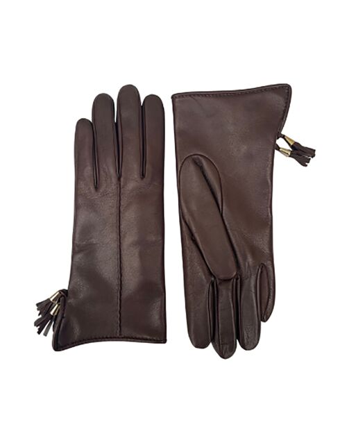 Gants en Cuir d'Agneau doublés Laine Trocadero marron foncé