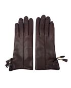 Guanti in pelle di agnello foderati in lana Trocadero marrone scuro