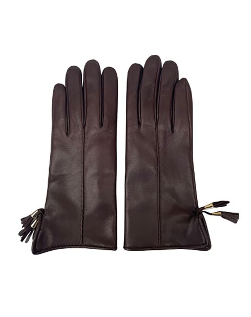 Gants en Cuir d'Agneau doublés Laine Trocadero marron foncé