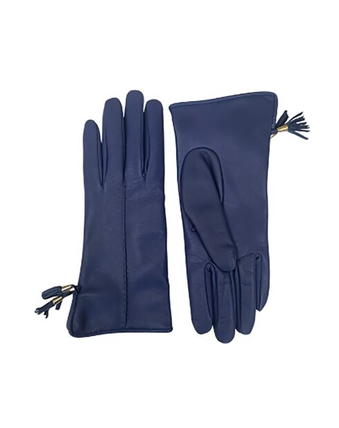 Gants en Cuir d'Agneau doublés Laine Trocadero bleu électrique